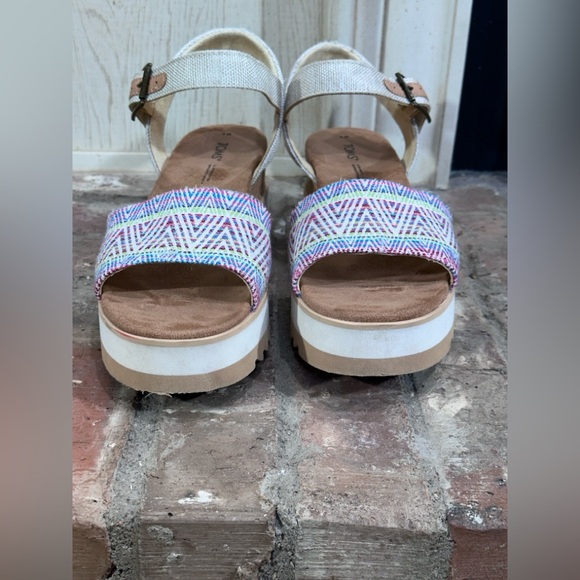 Toms Shoes - TOMS Diana Platform Wedge Sandals Size 9M – Rainbow Tribal Cork Heel Ankle Strap